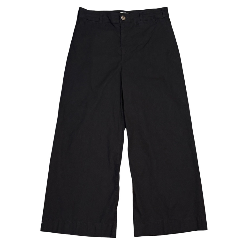 Maeve by Anthropologie Black High Waist Wide Leg Ankle Pants Linen Blend Size 33